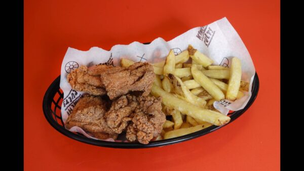 Chicken nuggets and chips or rice